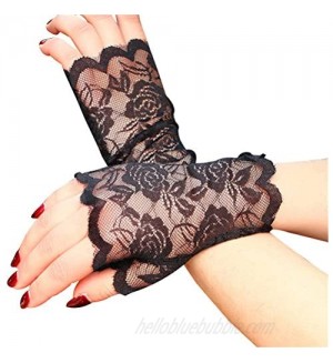 Tinksky Halloween Women Half Hand Short Gloves UV Protection Fingerless Gloves Halloween Gift for Women 1Pair(Black)