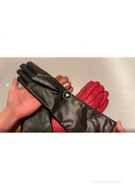 Vikideer Long Genuine Leather Gloves for Women Full Touchscreen Winter Warm Lined Elegant Type