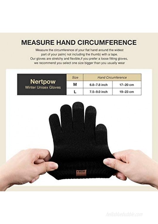 Winter Knit Gloves For Men And Women Touch Screen Texting Soft Warm Thermal Fleece Lining Gloves With Anti-Slip Silicone Gel