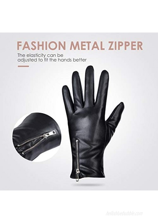 Winter Leather Gloves for Women Touchscreen Texting Warm Driving Gloves by Dsane
