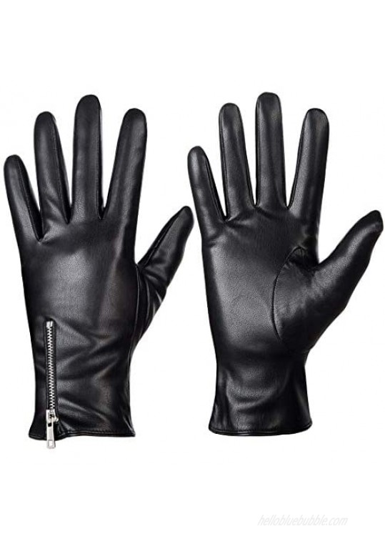 Winter Leather Gloves for Women Touchscreen Texting Warm Driving Gloves by Dsane