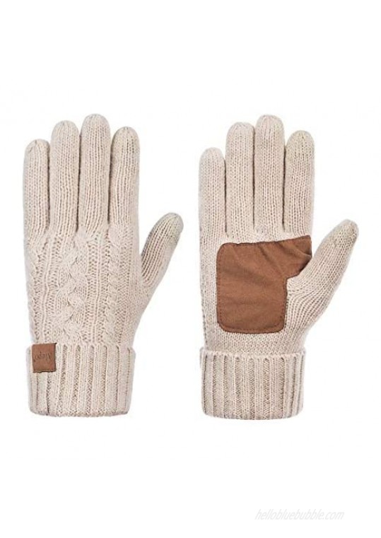 Winter Wool Warm Gloves For Women Anti-Slip Knit Touchscreen Thermal Cuff Driving Gloves With Thick Fleece Lining