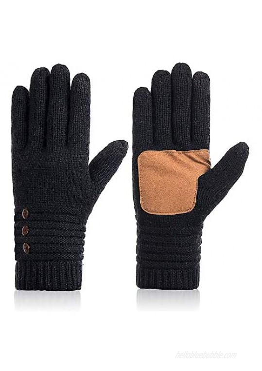 Winter Wool Warm Gloves For Women Anti-Slip Knit Touchscreen Thermal Cuff Snow Driving Gloves With Thick Thinsulate Lining