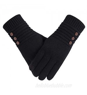 Winter Wool Warm Gloves For Women  Anti-Slip Knit Touchscreen Thermal Cuff Snow Driving Gloves With Thick Thinsulate Lining