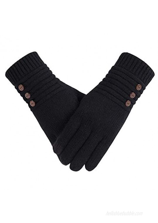 Winter Wool Warm Gloves For Women  Anti-Slip Knit Touchscreen Thermal Cuff Snow Driving Gloves With Thick Thinsulate Lining