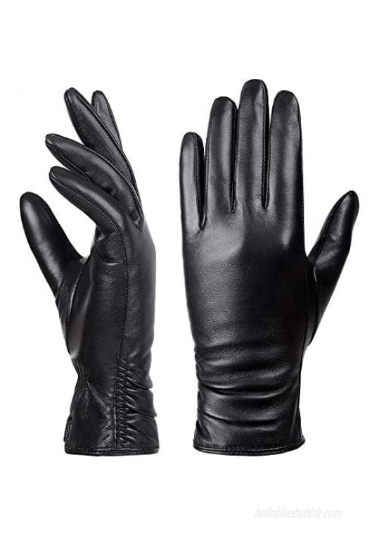 Womens Winter Leather Touchscreen Texting Warm Driving Lambskin 100% Pure Genuine leather Gloves