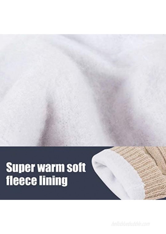 Womens Wool Winter Warm Knit Gloves Touch Screen Thick Thermal Thinsulate Lined Anti-Slip Cable Cuff Driving Gloves