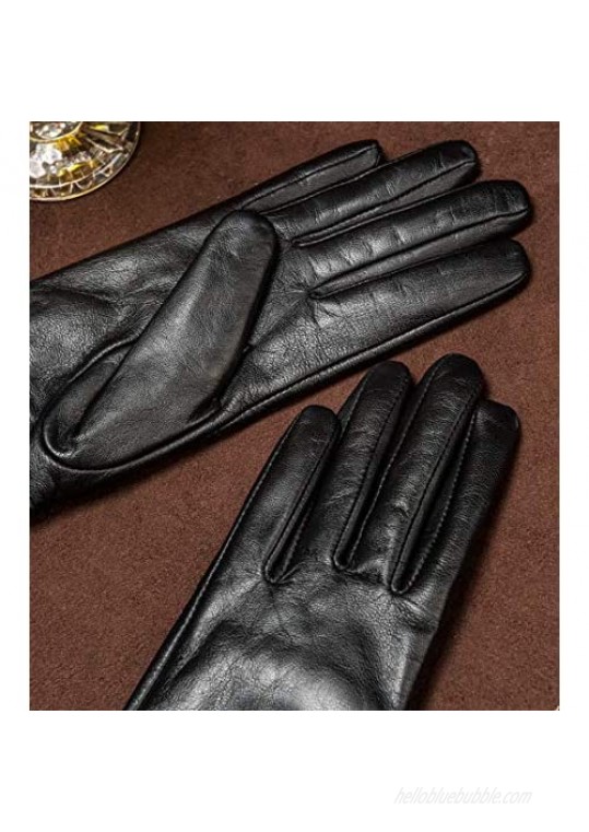 YISEVEN Women's Touchscreen Lambskin Leather Long Evening Opera Gloves Pleats
