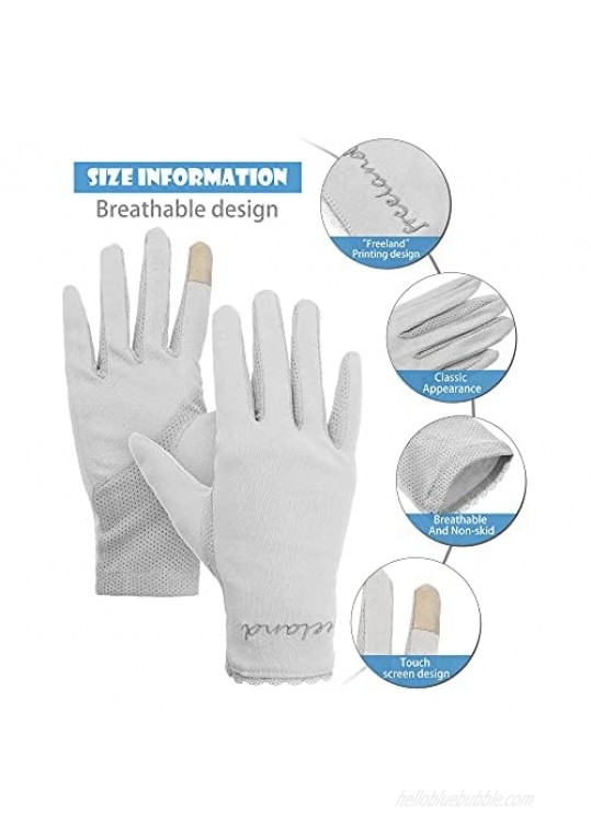 3 Pairs Summer UV Protection Sunblock Gloves Non-Slip Touchscreen Driving Gloves Letter Gloves for Women Girls (Pink Light Grey Apricot)