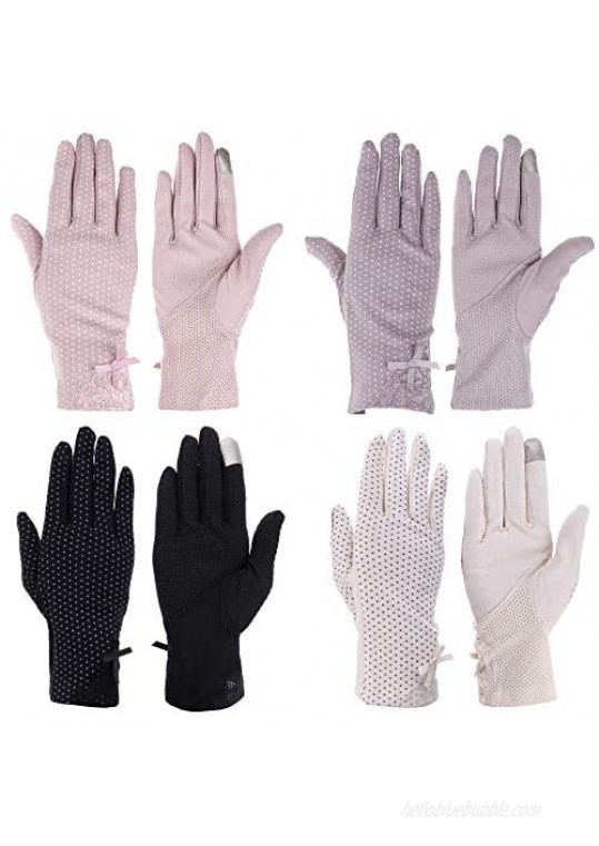 4 Pairs Women UV Protection Sunblock Gloves Non-slip Driving Gloves for Summer Outdoor Activities 4 Colors