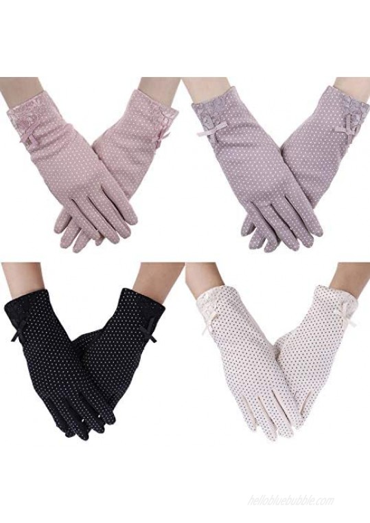 4 Pairs Women UV Protection Sunblock Gloves Non-slip Driving Gloves for Summer Outdoor Activities  4 Colors