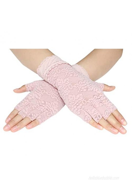 Biruil Womens Lace Gloves Screentouch Sun Uv Protection Tea Party Bridal Wedding Sport Mitten