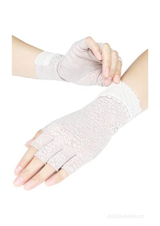 Biruil Womens Lace Gloves Screentouch Sun Uv Protection Tea Party Bridal Wedding Sport Mitten