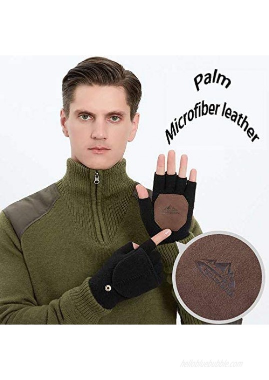HXH Unisex Winter Knitted Gloves Flip Fingerless Gloves Self-heating Gloves Wool Gloves