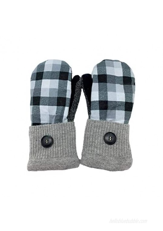 Jack & Mary Designs Handmade Womens Flannel Top Fleece-Lined Wool Mittens  Made from Recycled Sweaters in the USA