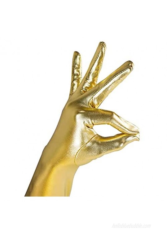 Luwint 20-Inch Women Shiny Wet Look Long Gloves for Wedding Opera Costume