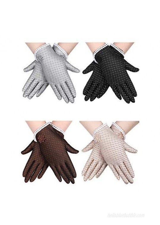 SATINIOR 4 Pairs Women Sunblock Gloves Summer UV Protection Gloves Non Slip Sunscreen Driving Gloves Multicoloured 20 cm/ 7.9 inch in length 10 cm/ 3.9 inch in widt