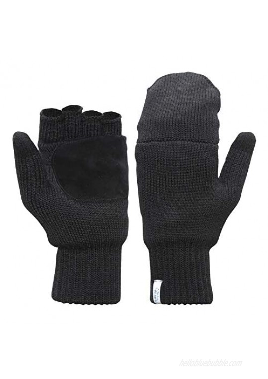TrailHeads Women’s Fingerless Gloves | Merino Knit Convertible Mittens
