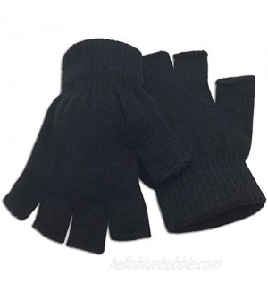 Winter Fingerless Gloves Half Finger Knitted - Standard Size - Black