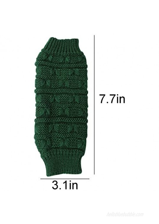 Women Winter Fingerless Gloves Crochet Knit Arm Warmers Mittens with Thumb Hole Khaki