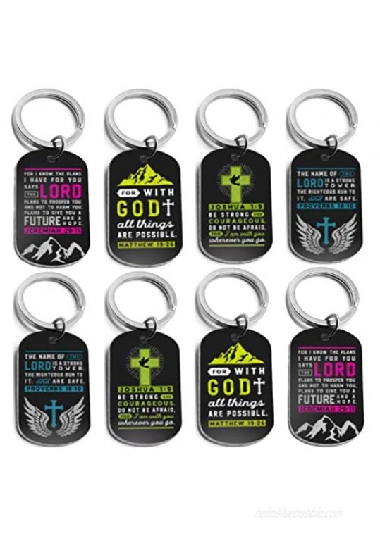 (12-Pack) Power of Faith Keychains - Wholesale Bulk Keyrings for Religious Party Favors Christian Gifts and Backpack Accessories