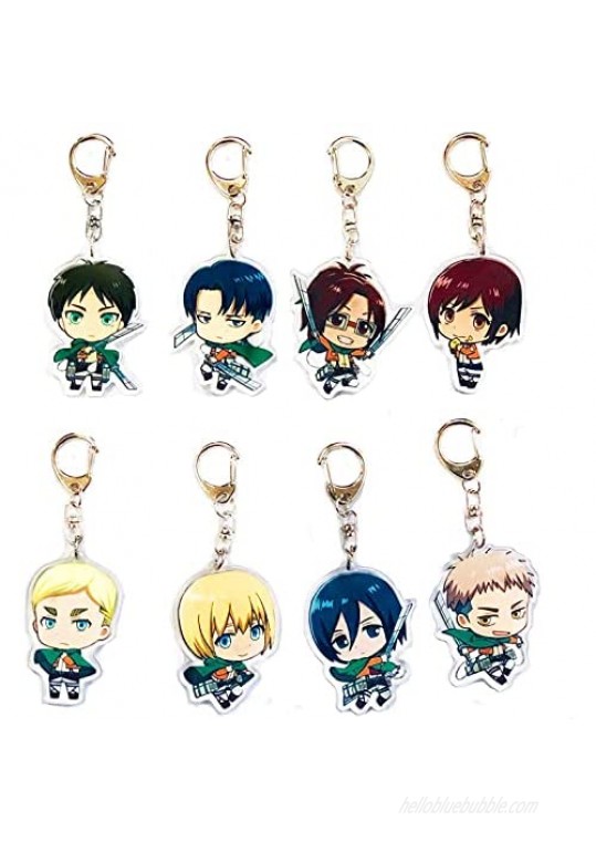 8PCS Attack On Titan Keychain Anime Keychain for Kid 8 Collectible Figure Keychains Pendant Hanging for Key Card Anime Figure Keyring Accessories