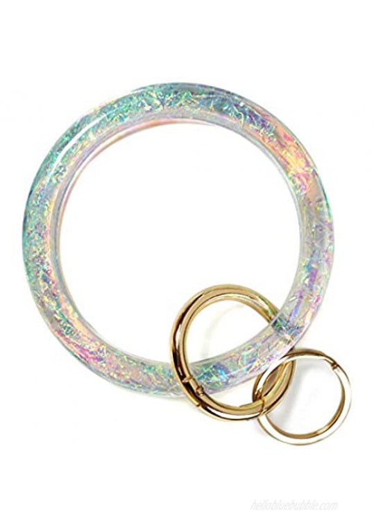 Bangle Key Ring Bracelet for Women  Wristlet Keychain Bracelets Holographic Circle Keyring for Wrist  Gift for Women Girls