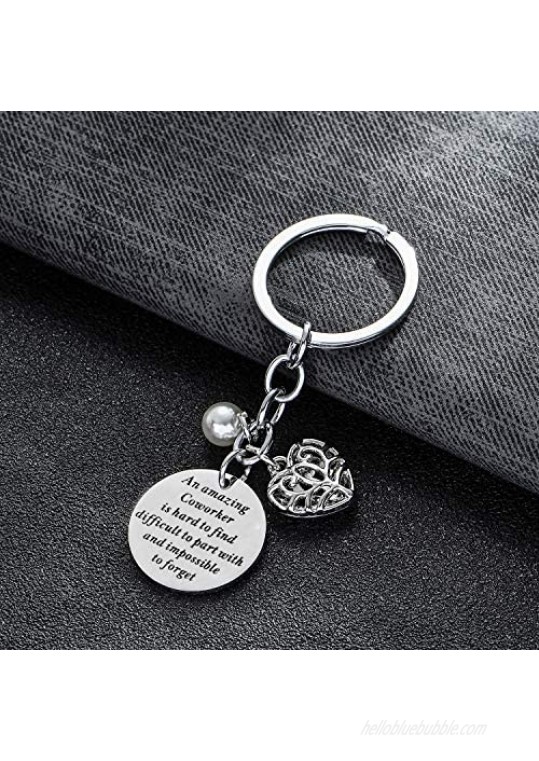 BESPMOSP Coworker Leaving Heart Keychain an Amazing Coworker is Hard to Find Difficult to Part with and Impossible to Forget Goodbye Gifts for Best Coworker Colleague and Boss