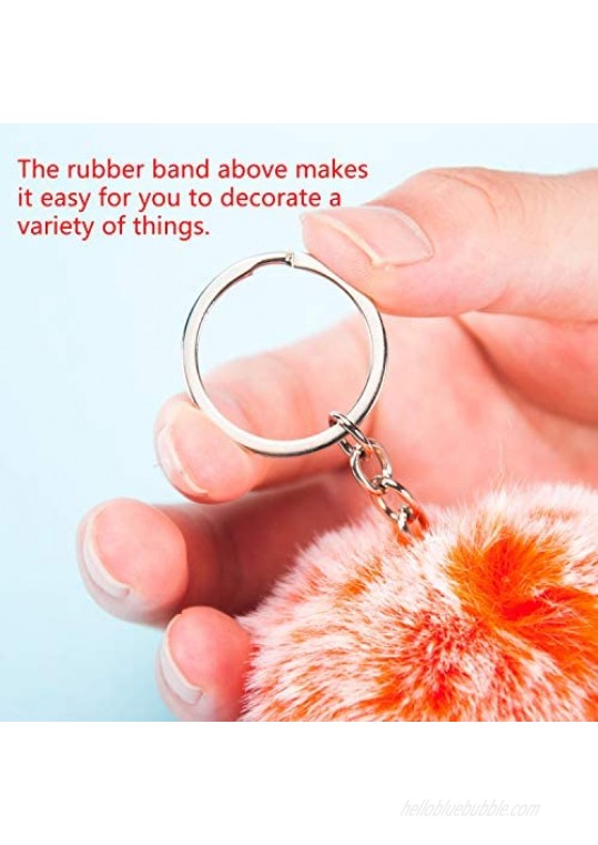 BTSD-home 18pcs Pom Pom Keychain Faux Rabbit Fur Fluffy Puff Ball Keychain for Women (Mix Colors)