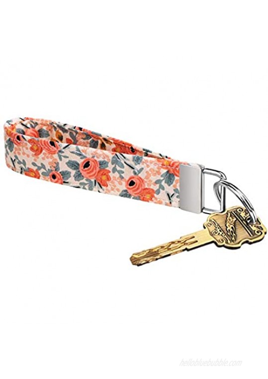 Celokiy Floral Sunflower Keychain Wristlet Bracelet 100% Fabric Key Chains Women