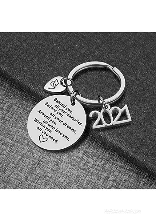 College Graduation Gift for Her - Behind You All Your Memories 2021 Graduation Keychain Grad Gifts for Women Men High School Boys Girls Graduates Gifts