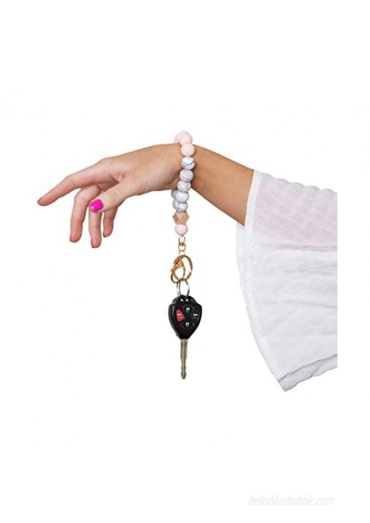 Unique Stylish Beaded Bangle Wristlet Keychain Dizzy Creek Designs Silicone Key Ring Bracelet for Women 