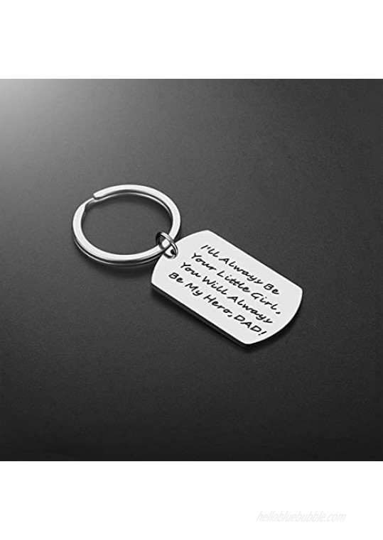 Father's Day Gifts for Dad from Daughter - Dad Birthday Gifts Christmas Valentine's Day Gifts for Dad I'll Always Be Your Little Girl You'll Always Be My Hero Father Daughter Keychain