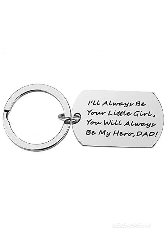 Father's Day Gifts for Dad from Daughter - Dad Birthday Gifts Christmas Valentine's Day Gifts for Dad I'll Always Be Your Little Girl You'll Always Be My Hero Father Daughter Keychain