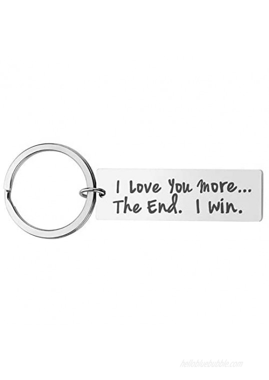 Funny Keychain Gift for Him Her I Love You More The End I Win Sentimental BFF Girlfriend Boyfriend Husband Wife Couple Key Ring for Valentine Mother’ Day Father’s Day Christmas Anniversary(More)