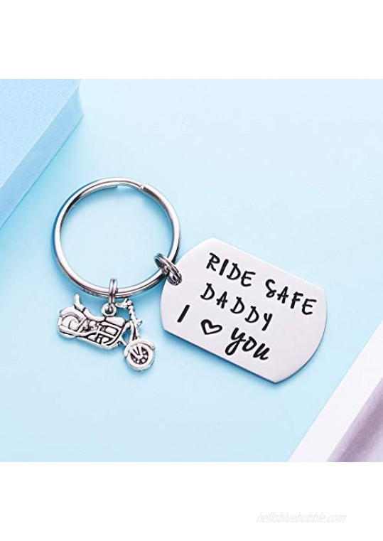 Gifts For Dad Motorcycle Keychains Drive Safe Keychain Papa Daddy Birthday Gift
