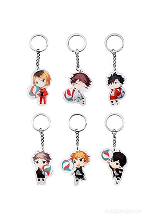 Haikyuu Keychains 6 Pack Cute Anime Key Chains for Kids Girls Boys Birthday Gifts