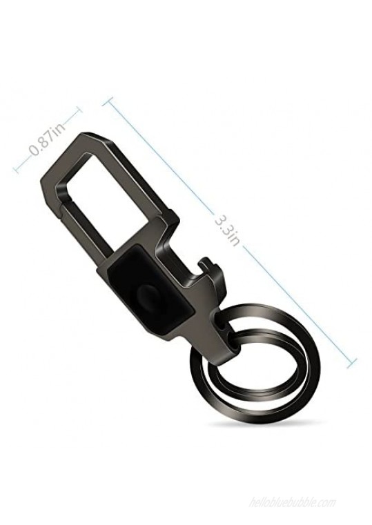 Idakey Zinc Alloy Key Chain with 2 Key Rings Include LED Light and Bottle Opener for Men and Women