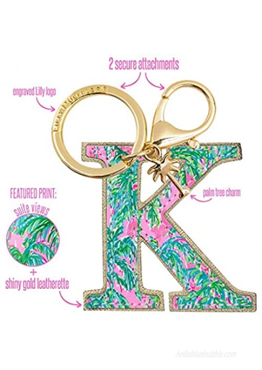 Lilly Pulitzer Leatherette Initial Keychain Letter Bag Charm for Women