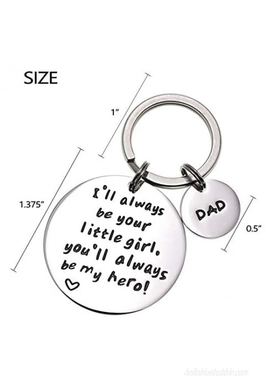 LParkin Father's Day Keychain - I'll Always Be Your Little Girl.You Will Always Be My Hero Keychain Stainless Steel