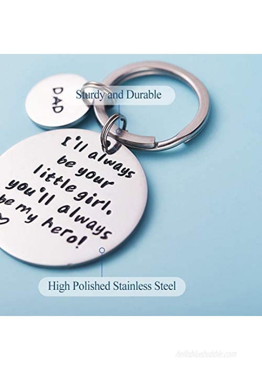 LParkin Father's Day Keychain - I'll Always Be Your Little Girl.You Will Always Be My Hero Keychain Stainless Steel