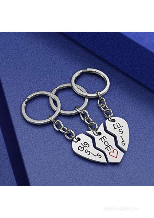 Mom Birthday Gift from Daughter - 3PCS Stainless Steel Mother Big Sis Little Sis Keychain Gifts Set for Mother’s Day