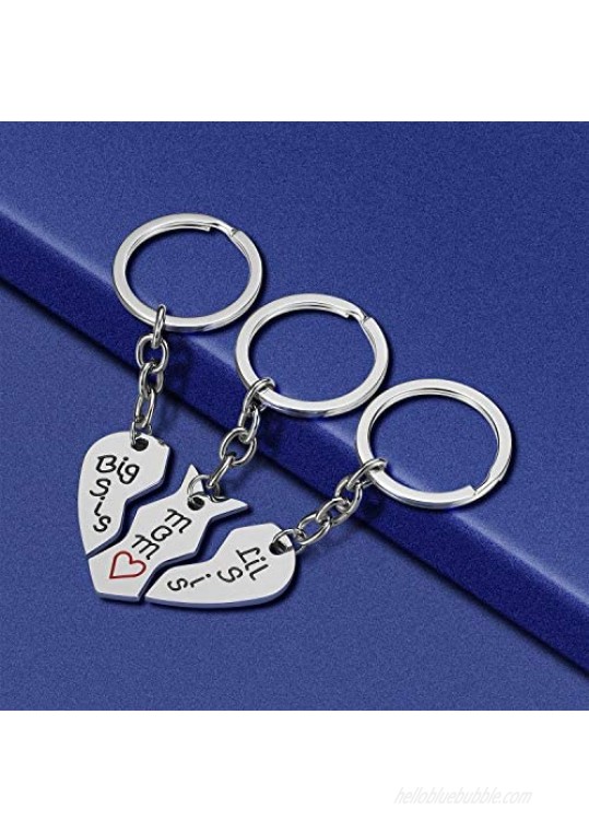 Mom Birthday Gift from Daughter - 3PCS Stainless Steel Mother Big Sis Little Sis Keychain Gifts Set for Mother’s Day
