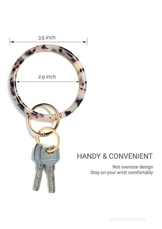 Mymazn Key Ring Bracelet Wristlet Keychain Bangle Keyring for Women Acetate Round Key Chain