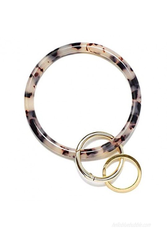 Mymazn Key Ring Bracelet Wristlet Keychain Bangle Keyring for Women  Acetate Round Key Chain