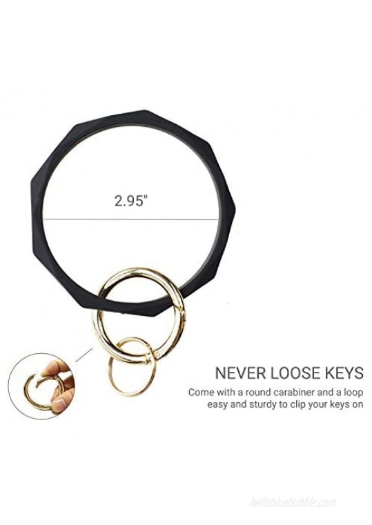 Mymazn Silicone Bangle Key Ring Bracelet Keychain holder for Women Girls Gift Wristlet Round Keyring