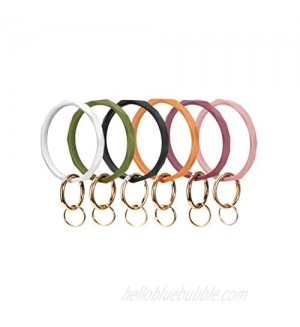 Mymazn Silicone Bangle Key Ring Bracelet Keychain holder for Women Girls Gift Wristlet Round Keyring