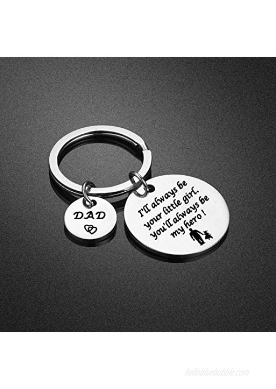 N /A Fatherâ€s Day Gift - Dad Gifts from Daughter for Birthday Christmas I'll Always Be Your Little Girl You Will Always Be My Hero Keychain Silver 30MM