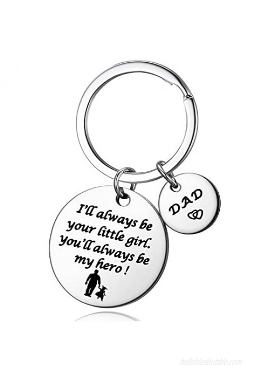 N /A Fatherâ€s Day Gift - Dad Gifts from Daughter for Birthday Christmas  I'll Always Be Your Little Girl  You Will Always Be My Hero Keychain  Silver  30MM