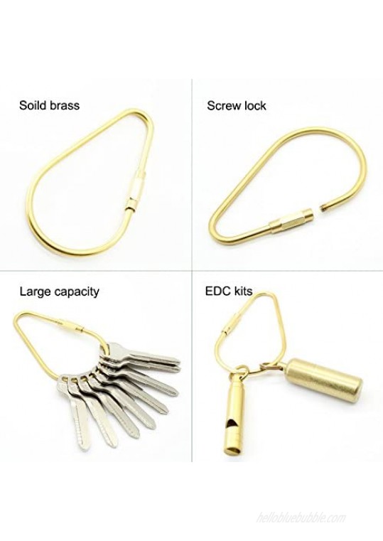 PPFISH Durable Brass Screw Lock Clip Key Chain Ring Simple Style Car keychain for Men Women (2PCS)